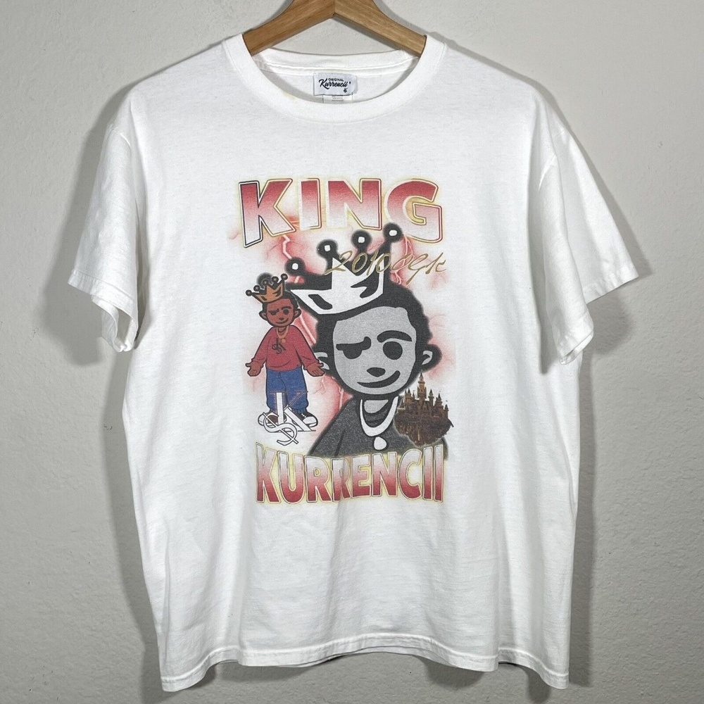 Original Kurrencii King Kurrencii White Cotton Retro Graphic T Shirt Size Medium